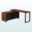 Bureau d'ordinateur en L à finition cerisier Melrose avec pieds en métal noir, H 31,12 po x l 71,78 po x P 59,81 po