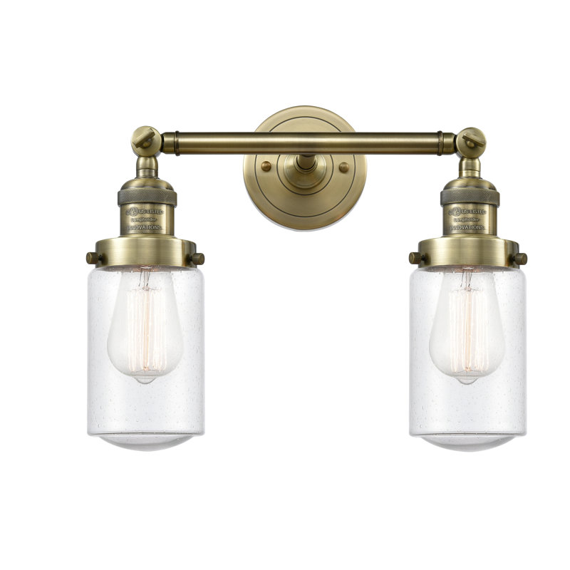 Saroyan 2 - Light Dimmable Vanity Light, Seedy, 6 Watt Vinage LED Bulb, Antique Brass