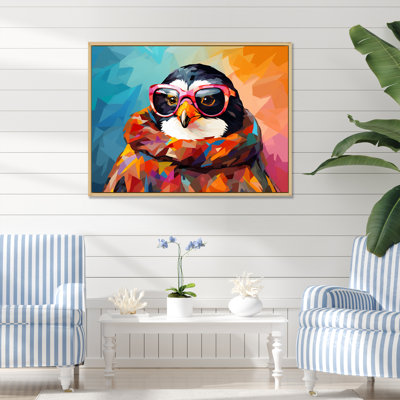 Pop art pingouin avec lunettes de soleil - art mural pingouin