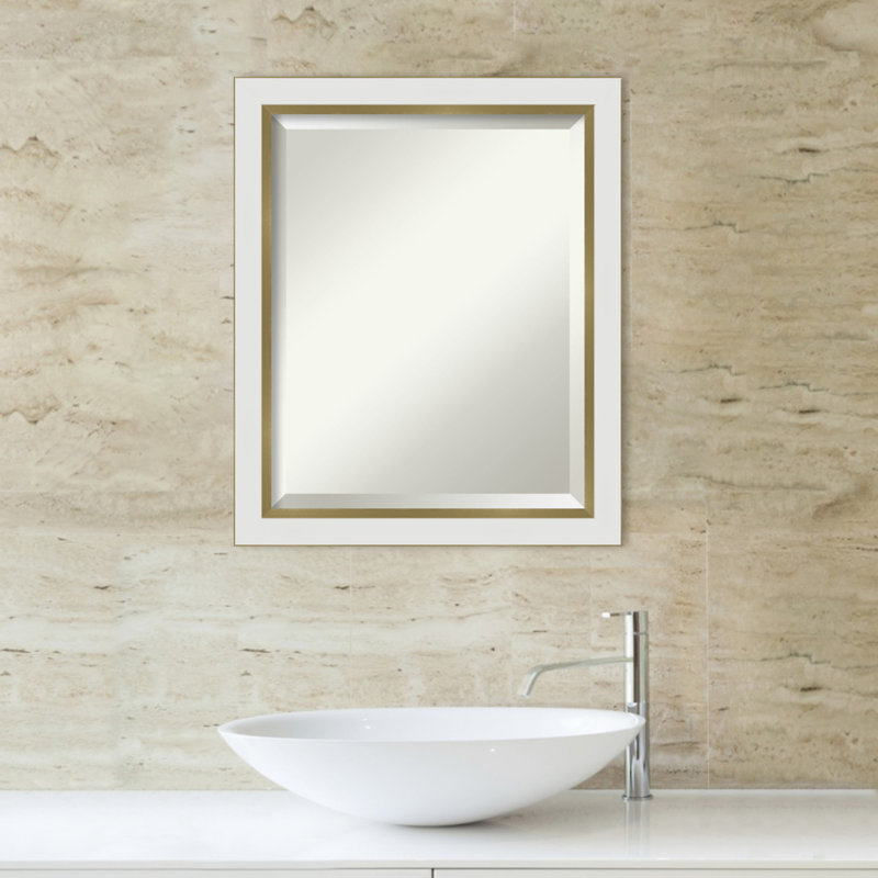 Quade Mirror, 19" x 23", Satin White/Gold