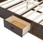 Lit plateforme très grand en bois avec tête de lit multi-rangements, USB et tiroirs, couleur bois antique-206519973