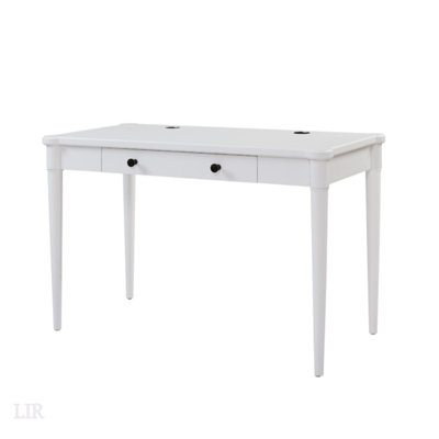 Bureau d'écriture en placage durable Mindy avec tiroir rabattable et gestion des câbles, parfait pour le bureau à domicile et les zones d'étude.