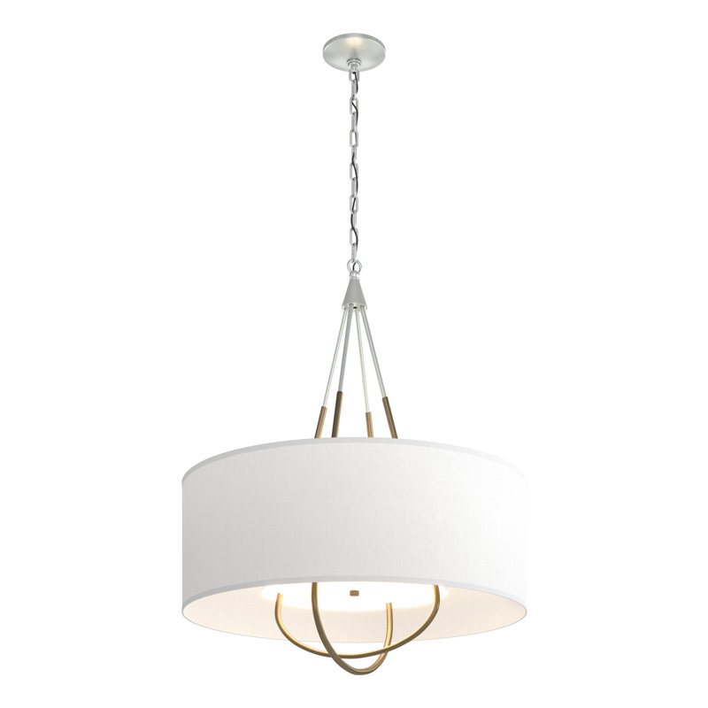 Lustre 4 lumières Loop, Or doux, Anna ton naturel, Platine rétro