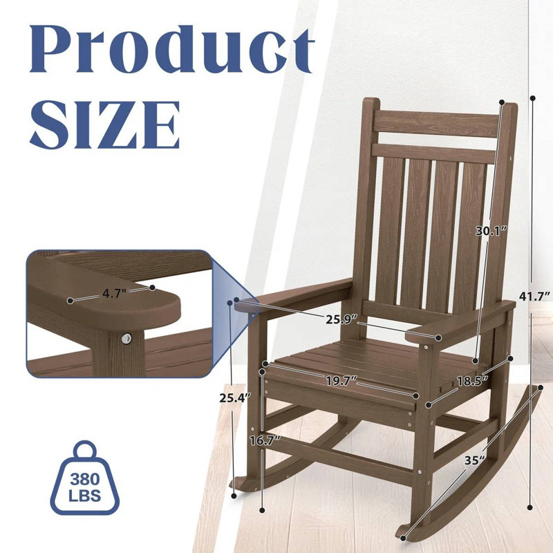 Chaise Adirondack à bascule en PEHD Wolak (ensemble de 2), Brun