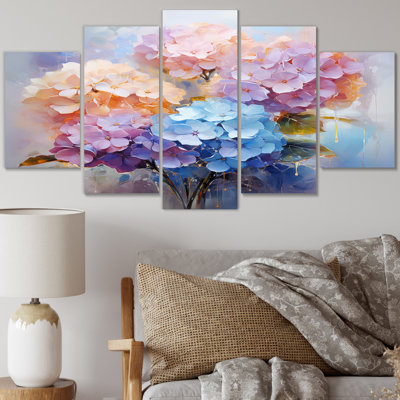 Cotswald - Hydrangea Wall Art Living Room - 5 Panels