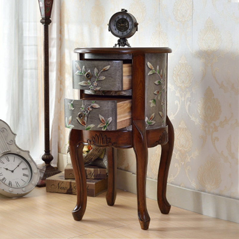Gray Solid Wood End Table