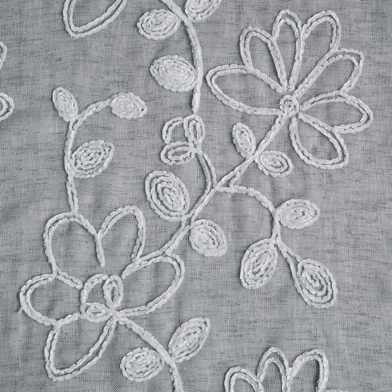 Carcassonne Floral Embroidered Sheer Curtain Panels, Silver, 38" W x 63" L
