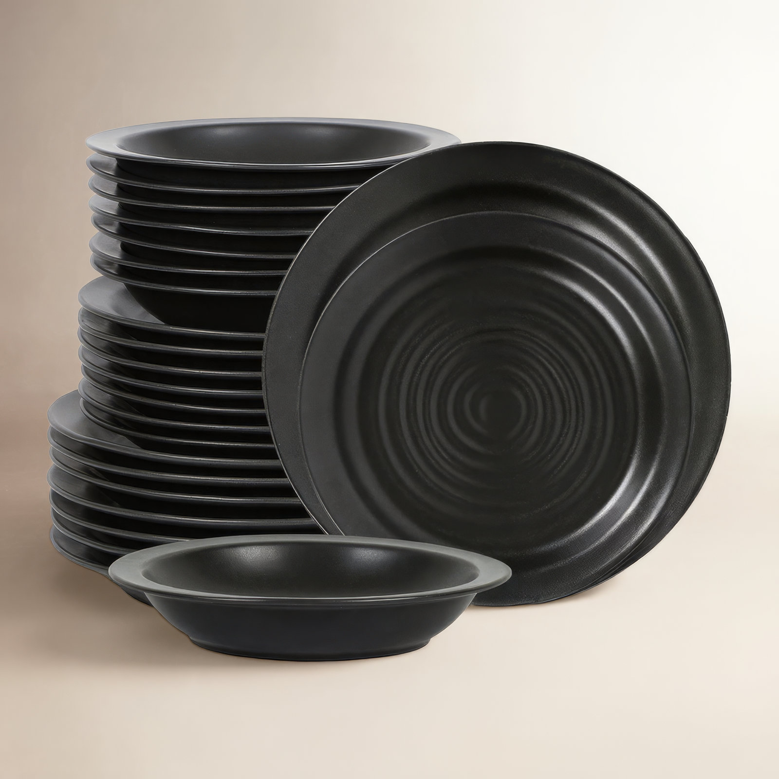 Orbit Stoneware Dinnerware Set, Black