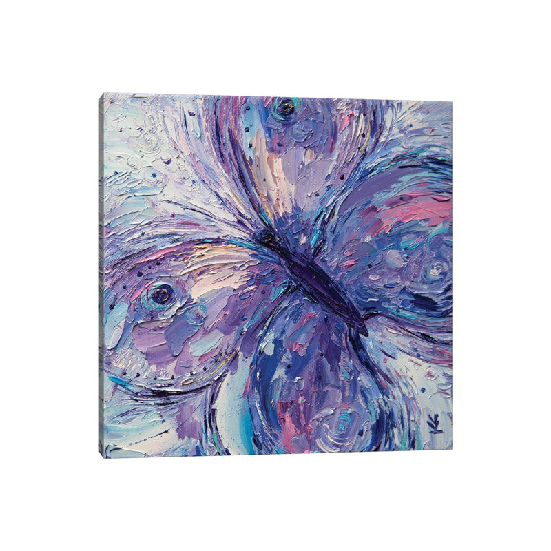 Purple Butterfly by Vlada Koval - Painting on Canvas, 66.04cm H x 66.04cm W x 3.81cm D, Wrapped Canvas