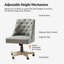 Chaise de travail inclinable de 38,5 po avec base en bois massif et capitonnage à boutons Jovita-1314319220