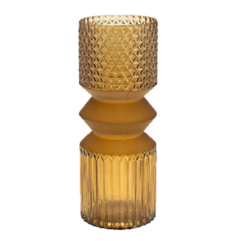 Vase de table en verre Ludka, Ambre, H 10 po x l 4 po x P 4 po