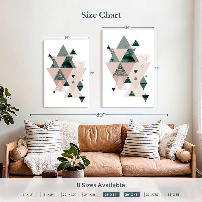 Avery Evergreen Blush Geo II, H 39 po x l 26 po