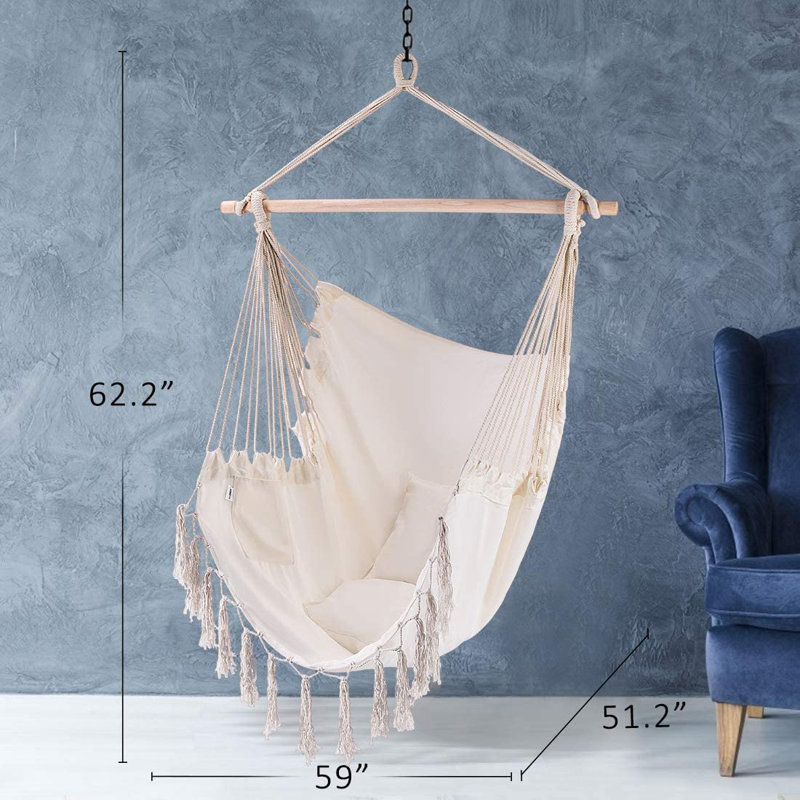 Nehir 1 Person Canvas Chair Hammock, Beige