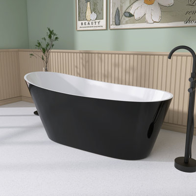 59" x 29" Freestanding Soaking Acrylic Bathtub