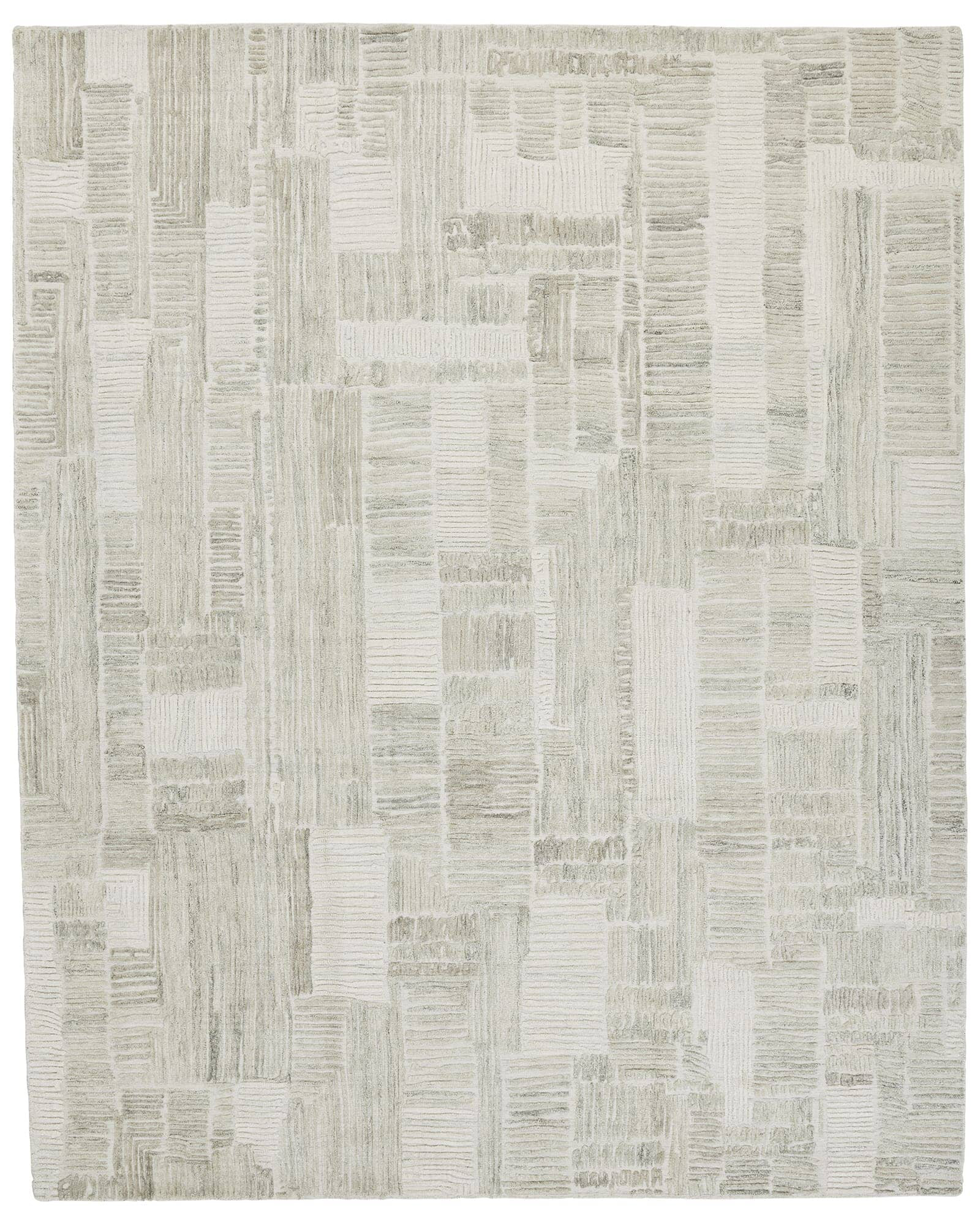 Tufenkian Tessellate Abstract Flatweave Wool/Silk Area Rug in White ...