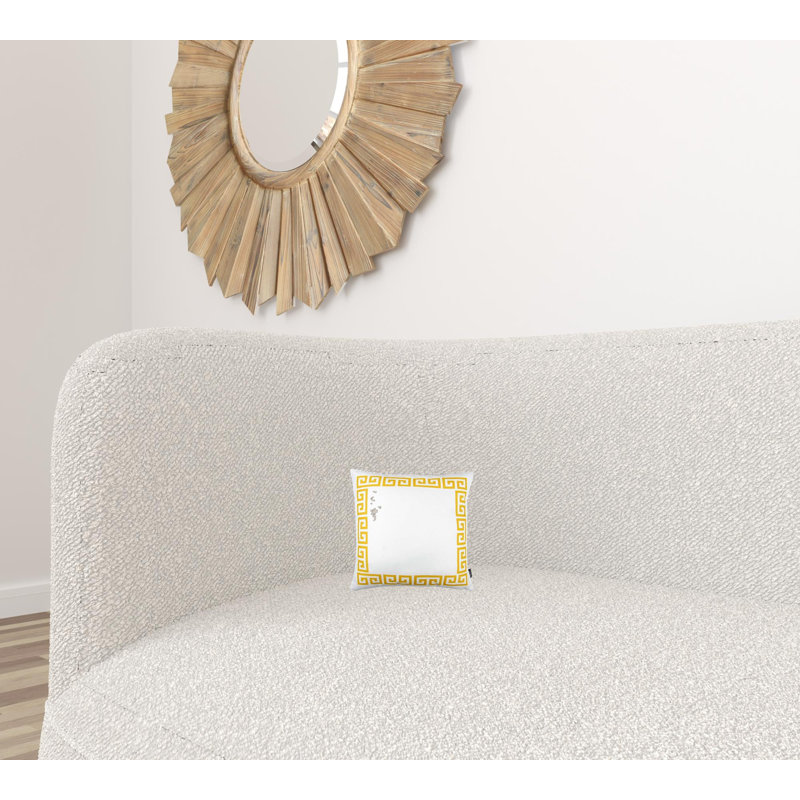 Coussin Tangle, Blanc / jaune géométrique