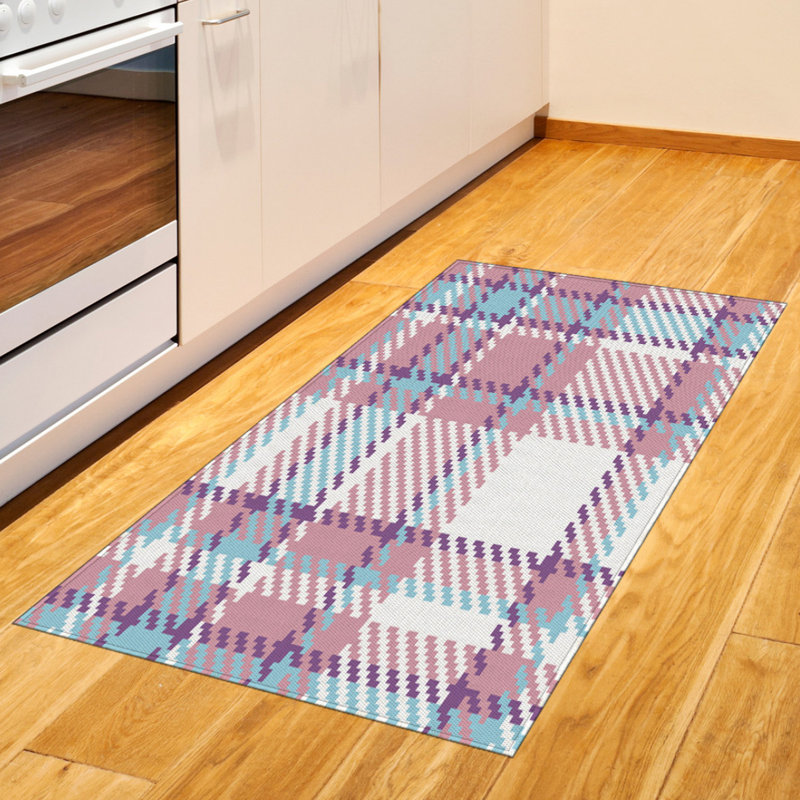 Tapis décoratif à haute densité en fibres de polyester à carreaux, Rectangle 2 pi 7 po x 5 pi