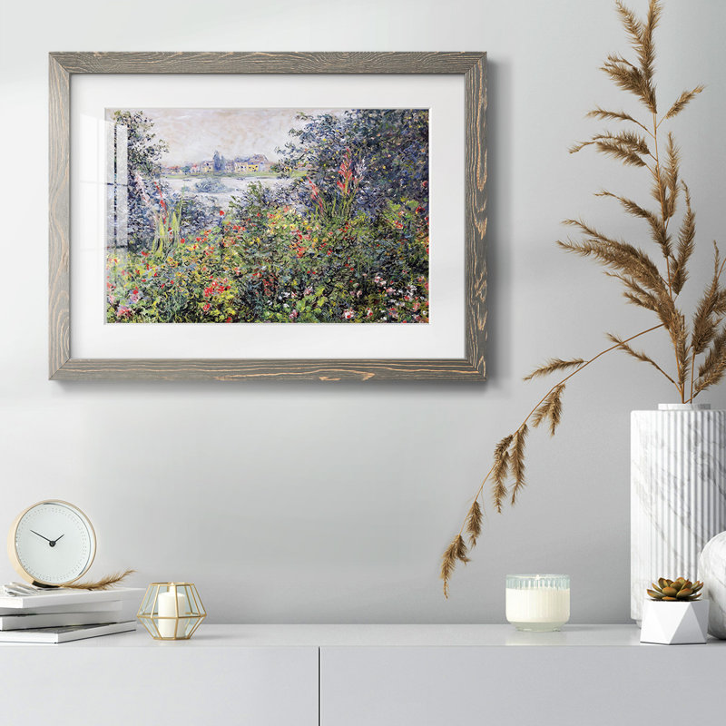 Fleurs à Vetheuil, 1881 - Peinture d'un seul cadre, Gris, H 14 po x l 20 po x P 1,5 po
