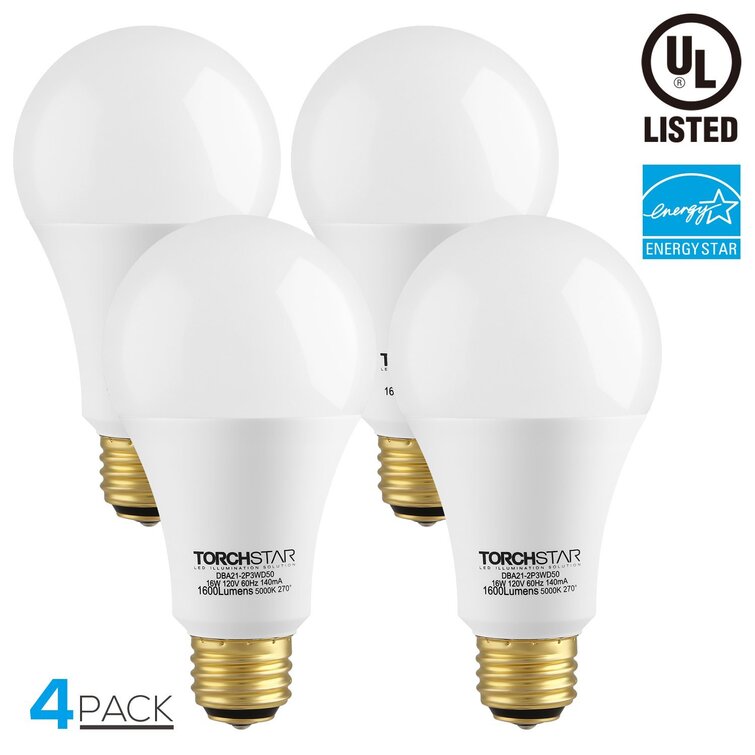 3 Way A21 LED Light Bulbs, 40/60/100W Equivalent, E26 Medium Screw Base