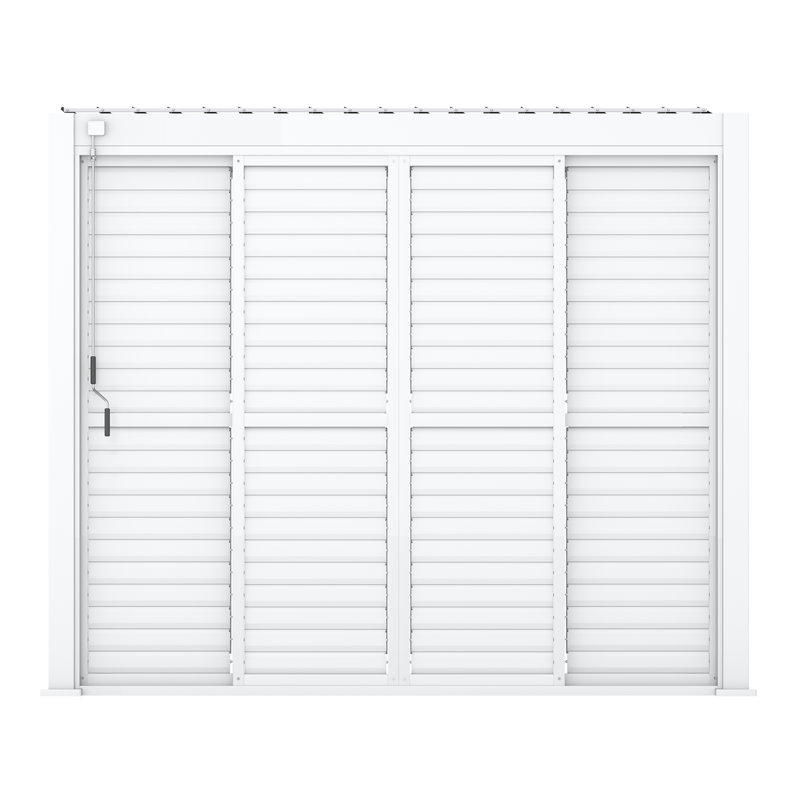 Louver Sliding Door for Pergola Accessory, White, 93" H x 109.8" W x 1.5" D