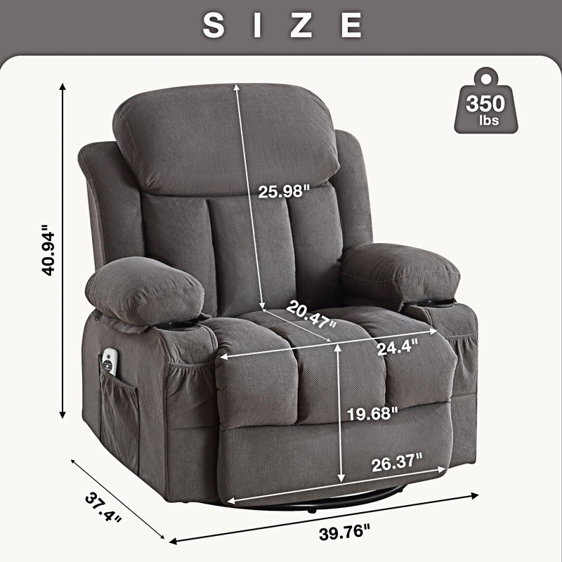 Canapé inclinable et chauffant Swinging, Gris
