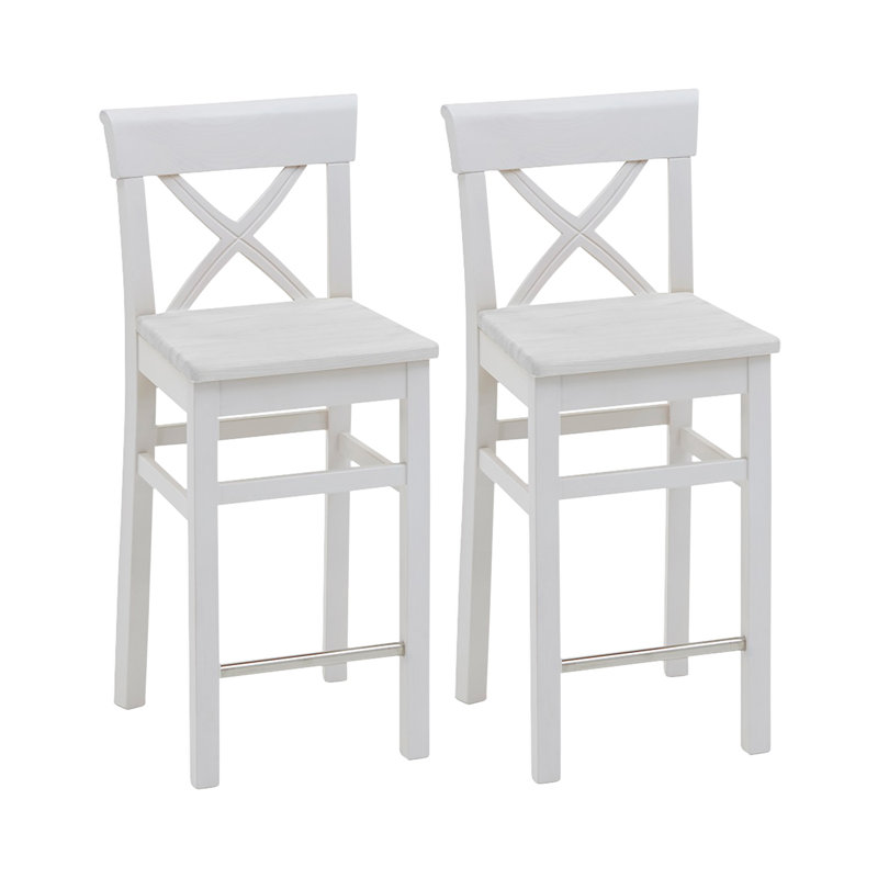 Polebridge Solid Wood Counter Stool, White, White
