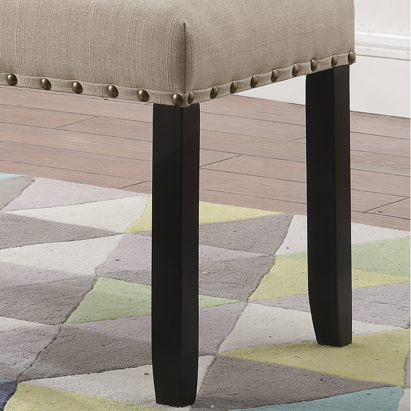 Biony Fabric Dining Bench With Nailhead Trim, Tan