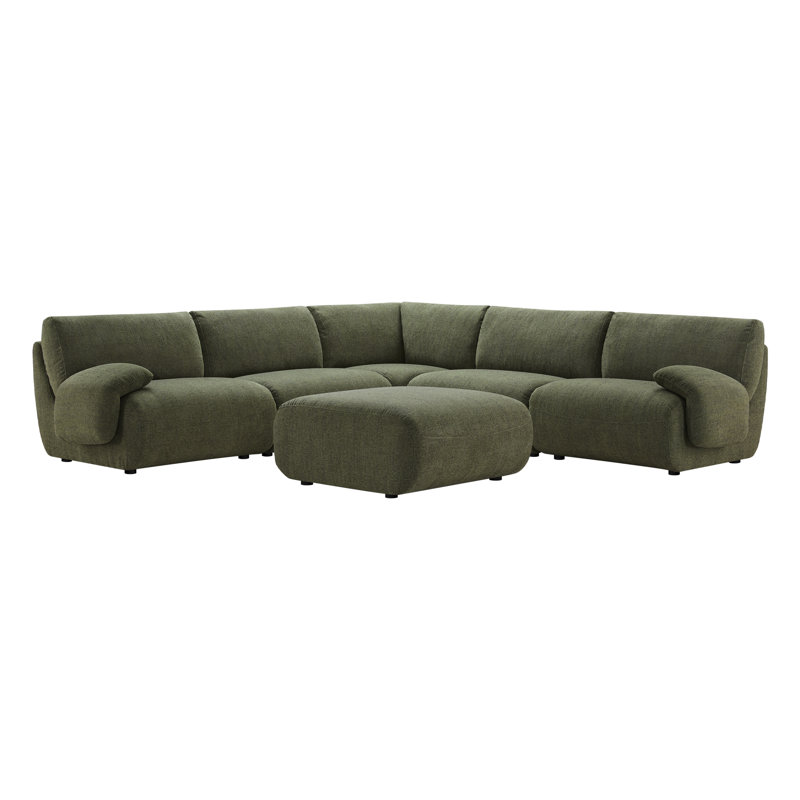 Canapé modulaire rembourré, Chenille vert forêt doux
