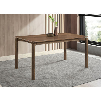 Rectangular, 59 - Inch, Natural Walnut, Dining Table, Mid Century Modern, Room, Sleek Legs, Rounded Edges, Elegant Look Modern Inch Rectangular Walnut