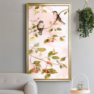 «Blush Birds I», peinture sur toile encadrée