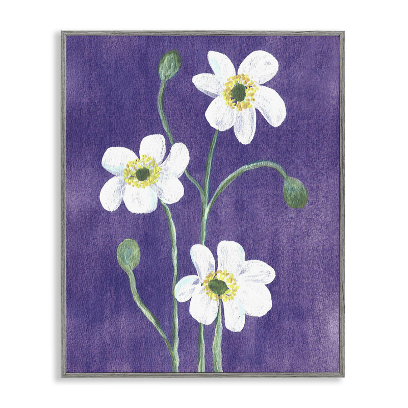 Trio de coquelicots en acrylique, estampe numérique, design par Camila Juncos, H 30 po x l 24 po, Estampe numérique Farmhouse