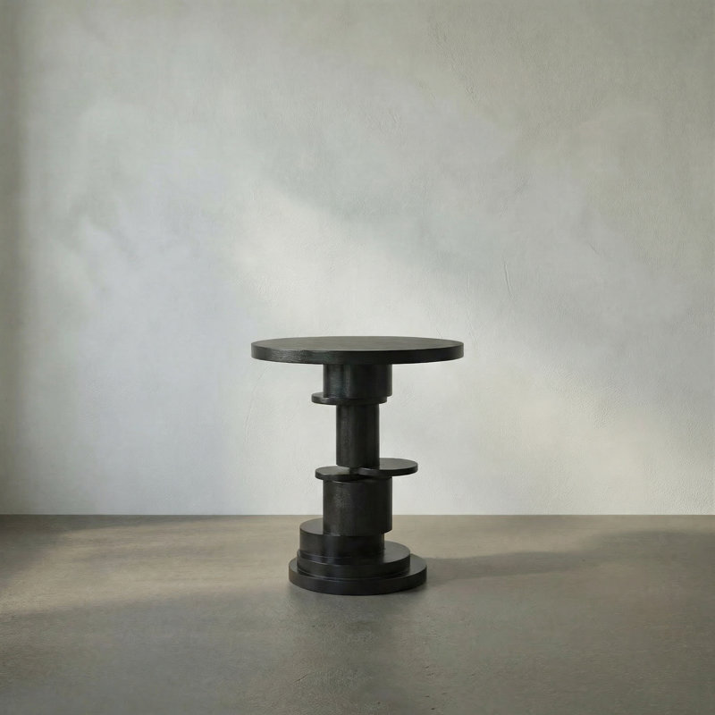 Hugo Solid Wood End Table, Hand Rubbed Black
