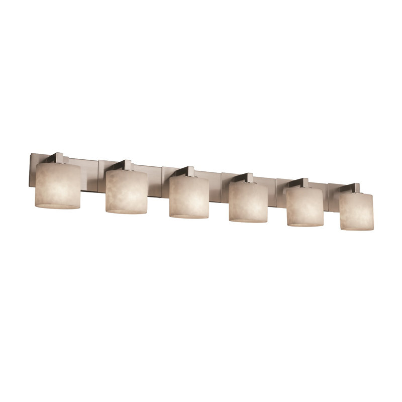 Éclairage pour meuble-lavabo modulaire 6 lumières Ainka, Nickel brossé, Ovale
