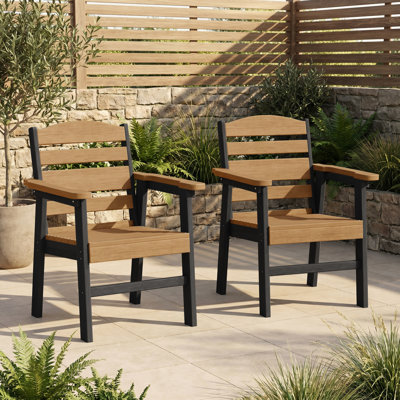 Chaises de patio en HDPE pour l'extérieur, empilables et résistantes aux intempéries avec dossier ergonomique