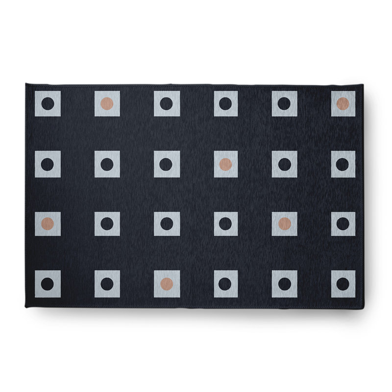 Tapis bleu requin à tissage plat Lumri, Rectangle 4 pi x 6 pi