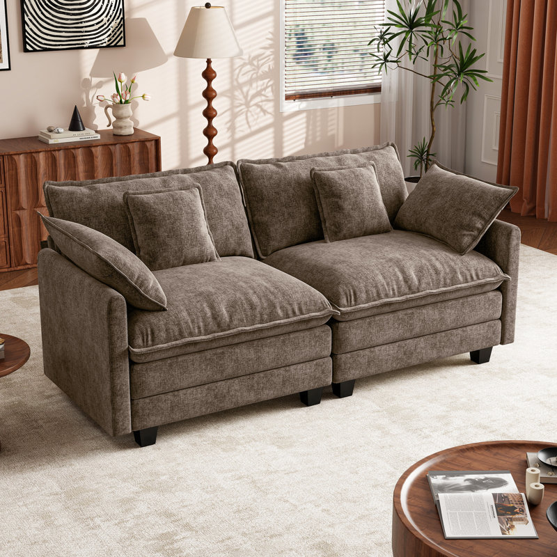 Canapé modulaire en chenille modulaire 76,8 po Mandurah, Brown