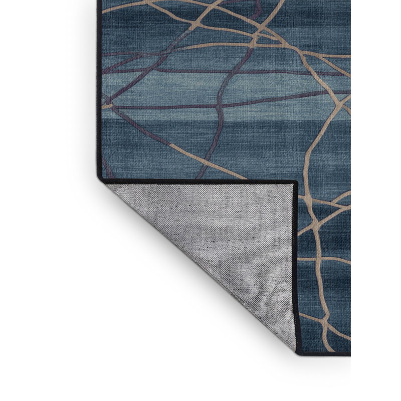 Tapis abstrait gris lavable à la machine, Rond 4 pi