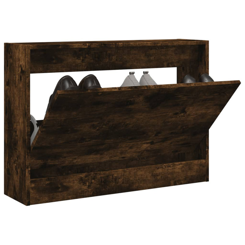 3 Pair Shoe Storage Cabinet, Smoked Oak