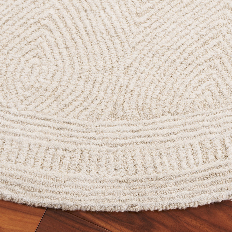 Lulubell Abstract Hand Tufted Wool Geometric Rug, Round 6'