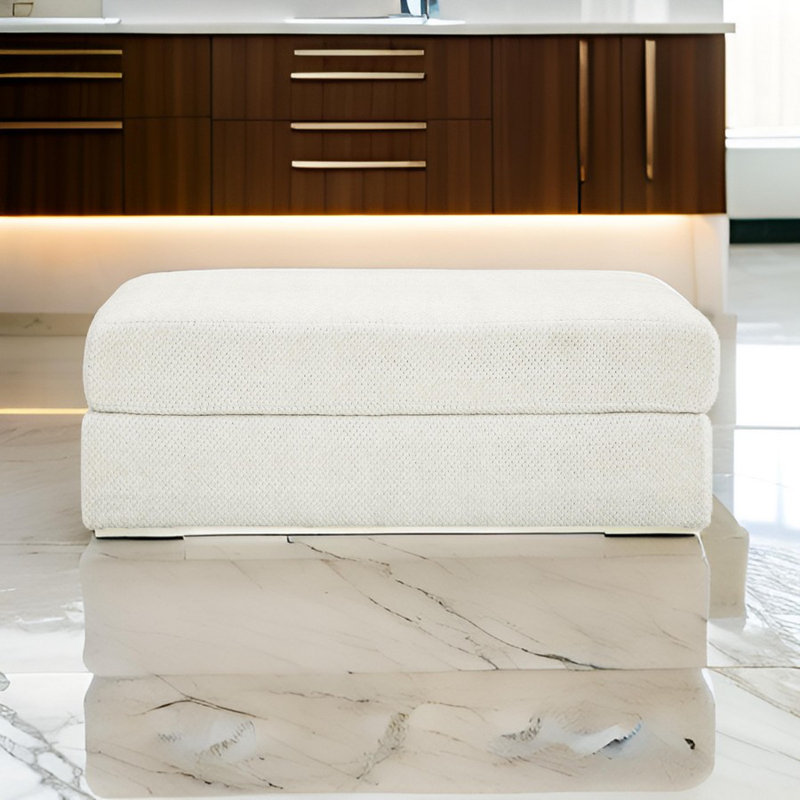 Oversized White Upholstered Contemporary Ottoman