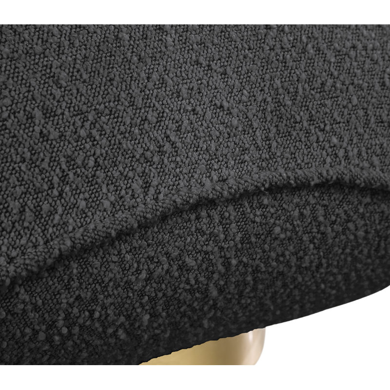 Fauteuil de chambre pivotant rembourré Iyden, Tissu bouclé noir