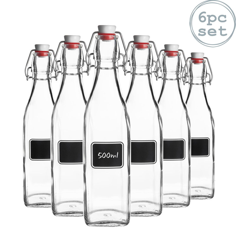 Lavagna Glass Swing Bottles with Labels, 26.5cm H x 6.5cm W x 6.5cm D