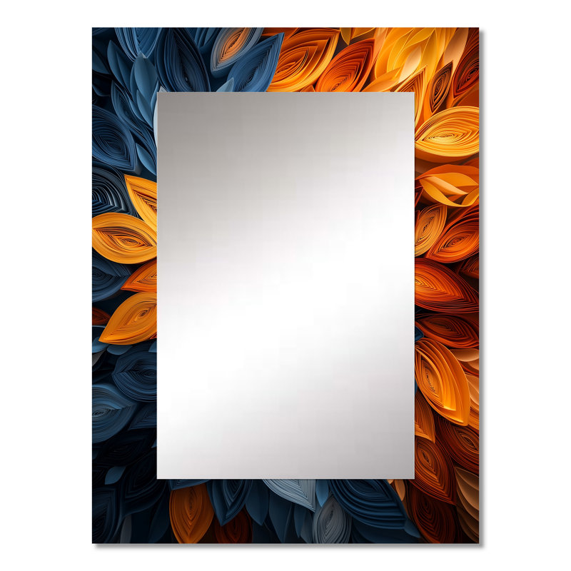 Blanc botanique floral blanc tourbillon II - miroir botanique, miroir mural décoratif moderne, impression d'art en métal