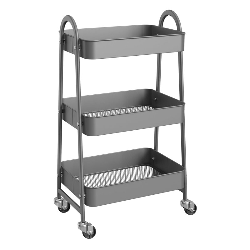 Petit chariot roulant à 3 niveaux, organisateur de rangement en métal, chariot de salle de bain de cuisine, tablettes de bureau