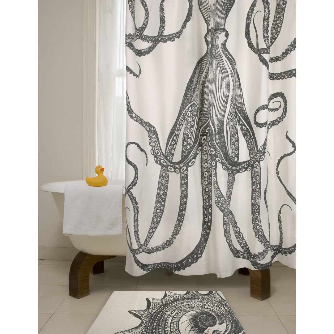 Evgeniya Cotton Shower Curtain Breakwater Bay