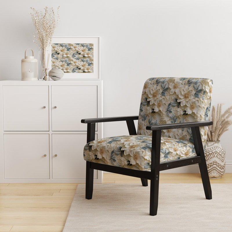 Chaise d'appoint florale Cobalt, Voile de dentelle florale rétro blanc IV