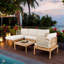 Ensemble de patio 4 pièces en bois d'acacia avec tissage en corde - canapé d'extérieur, chaise et table, coussins imperméables, par Christopher Knight Home®