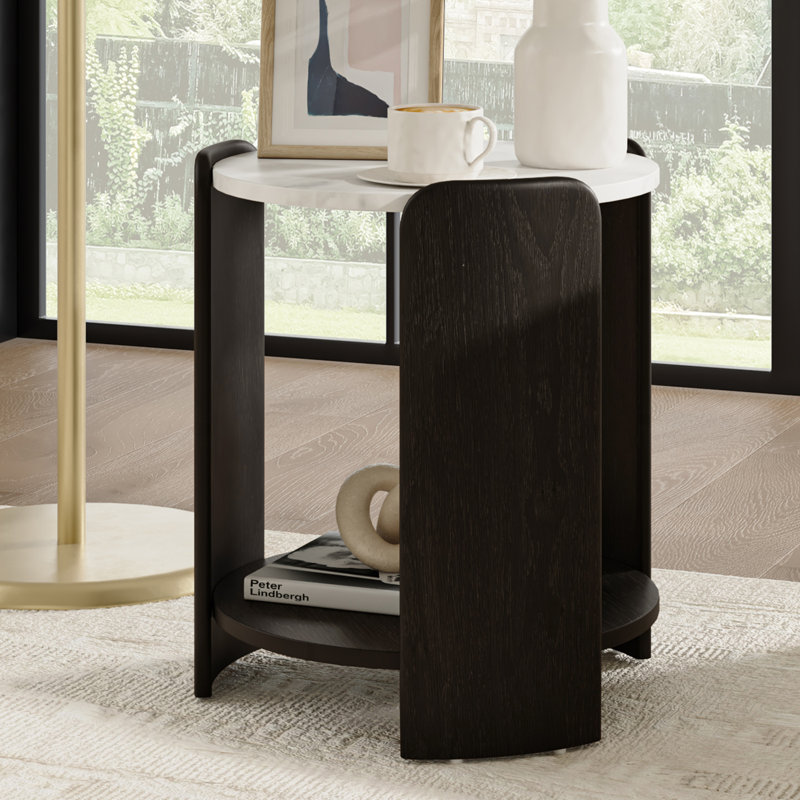 Table de bout avec plateau en marbre Jadida, Noir