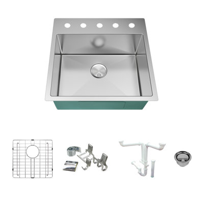Évier de cuisine à montage double L 23 po x l 22 po avec crépine à panier Diamond Micro