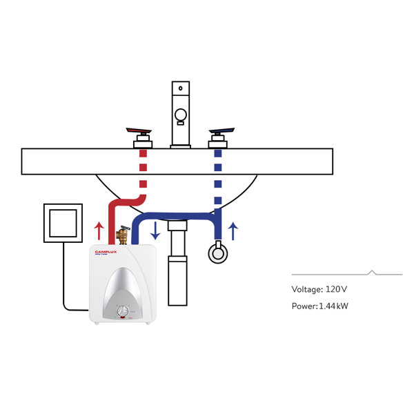 Camplux Electric Mini Tank Water Heater 120V - 1.3 Gallon